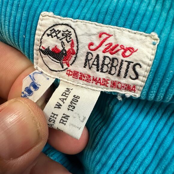 Vintage Two Rabbits Teal Corduroy Overalls Romber Baby Girl 12 Months - Picture 7 of 10